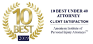 Logo Recognizing Pracht Injury Lawyers, LLP's affiliation with Top Ten Under 40